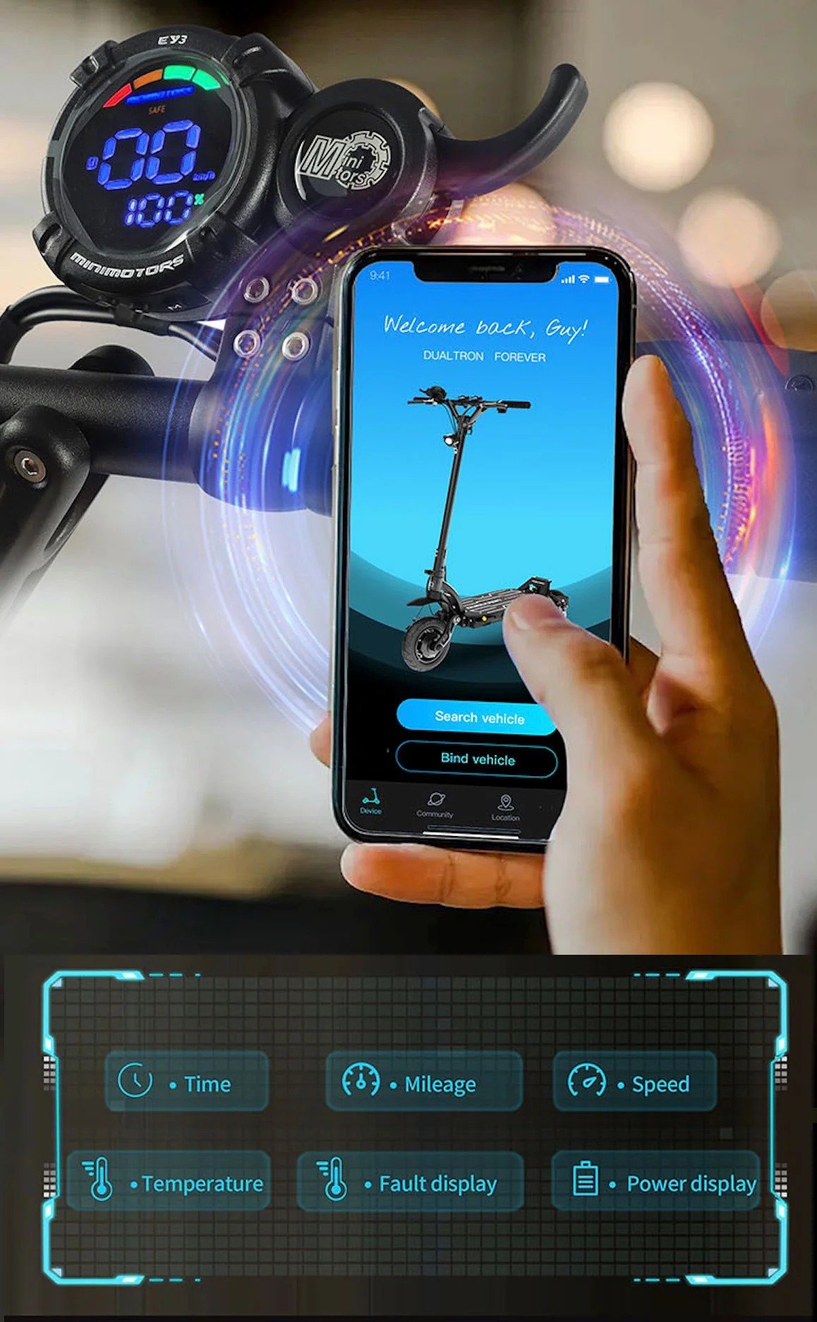 Conectividad y control inteligente con la app MiniMotors Dualtron