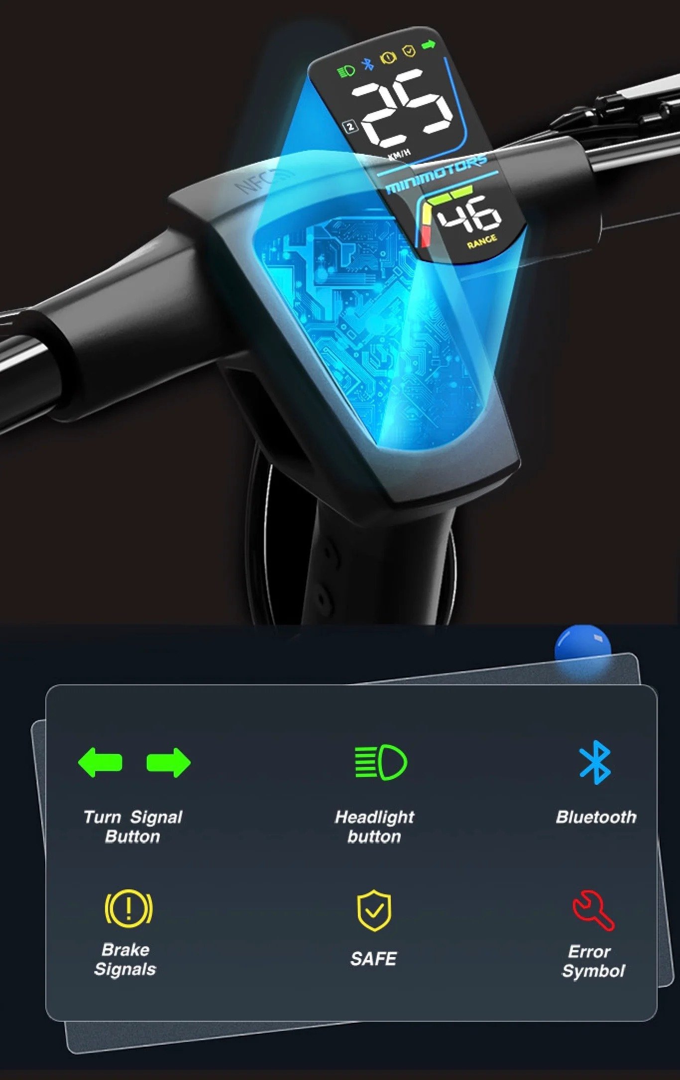 Pantalla integrada EY1 y conectividad del Dualtron Togo